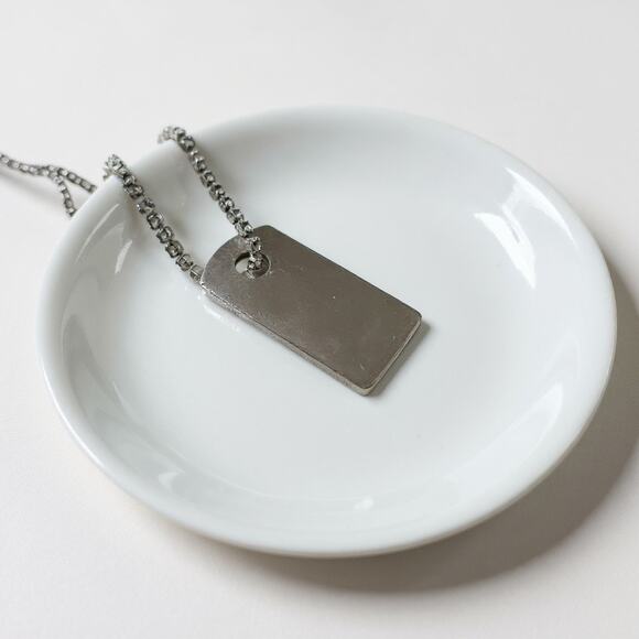 Dior Silver-Tone Logo Crystal Dog Tag Necklace - Picture 3 of 4